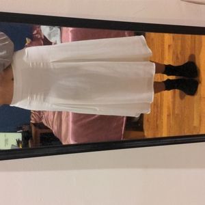 Pleated white midi skirt